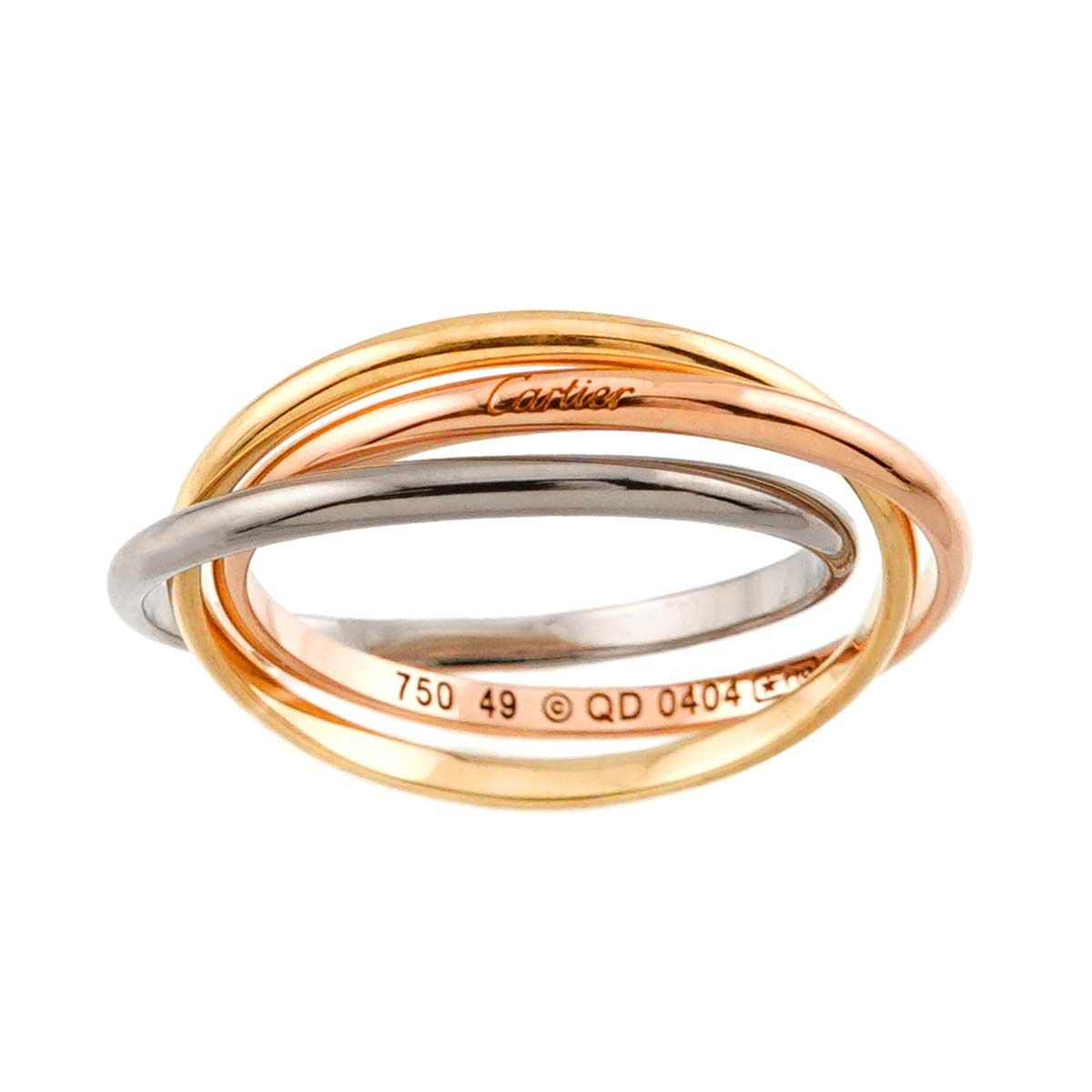 【Cartier】カルティエ750 3連トリニティリング size51 カルティエ Cartier トリニティ XS #49 リング K18 YG WG PG 3連