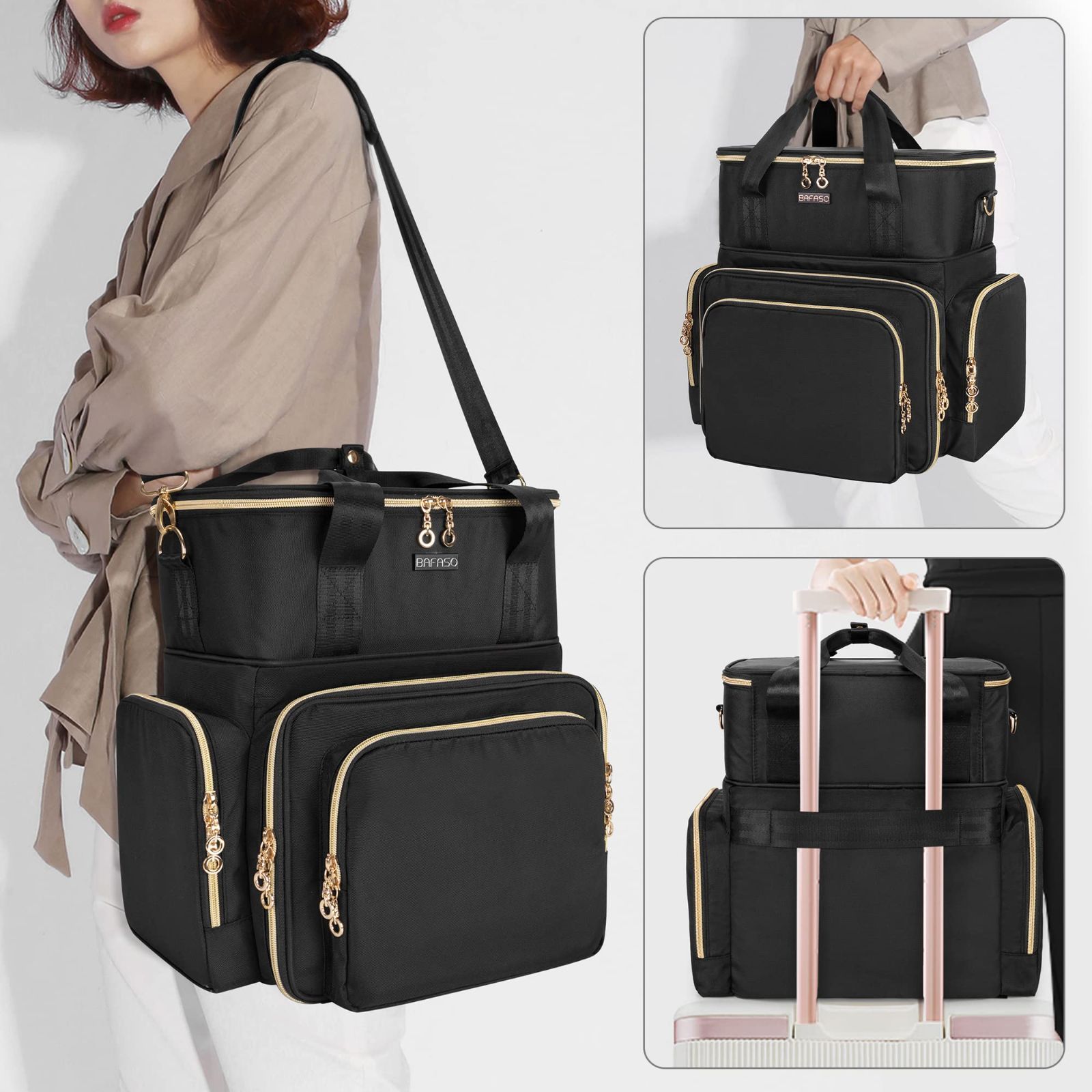 持ち運び 3WAY 黒 収納 ネイル道具 ネイルライト 70ボトル用 15ml マニキュアケース BAFASO NEXPOTALLINN_EU