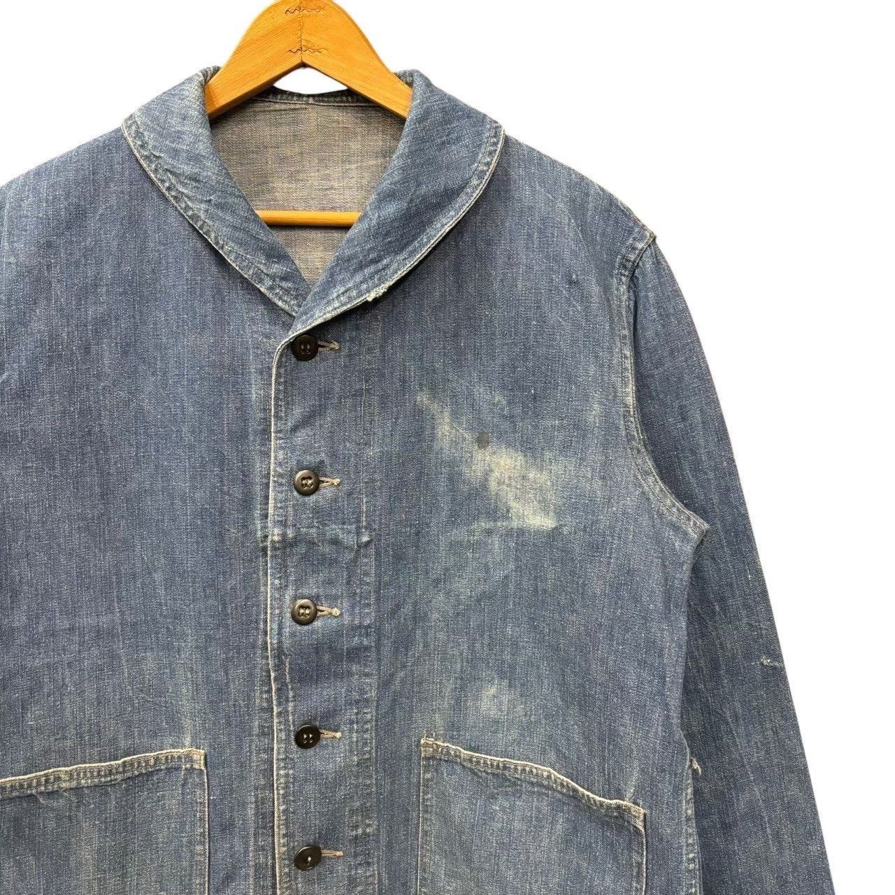 40s ビンテージ US NAVY ショールカラー デニム カバーオール 