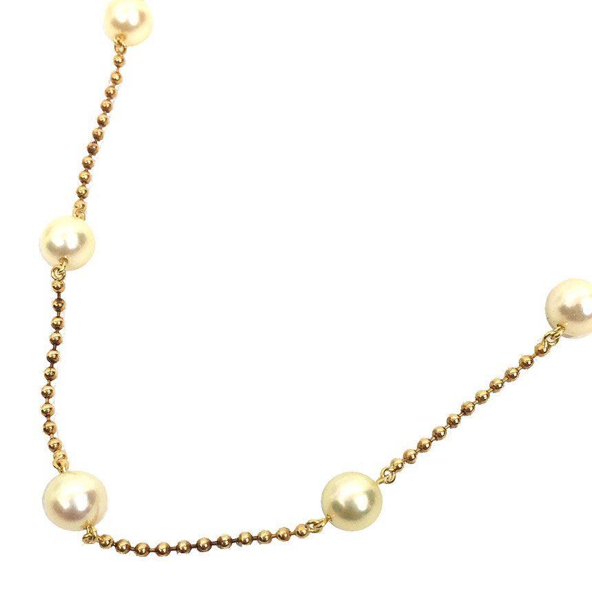 MIKIMOTO ミキモト パール ネックレス ゴールデンパール 7珠 K18YG
