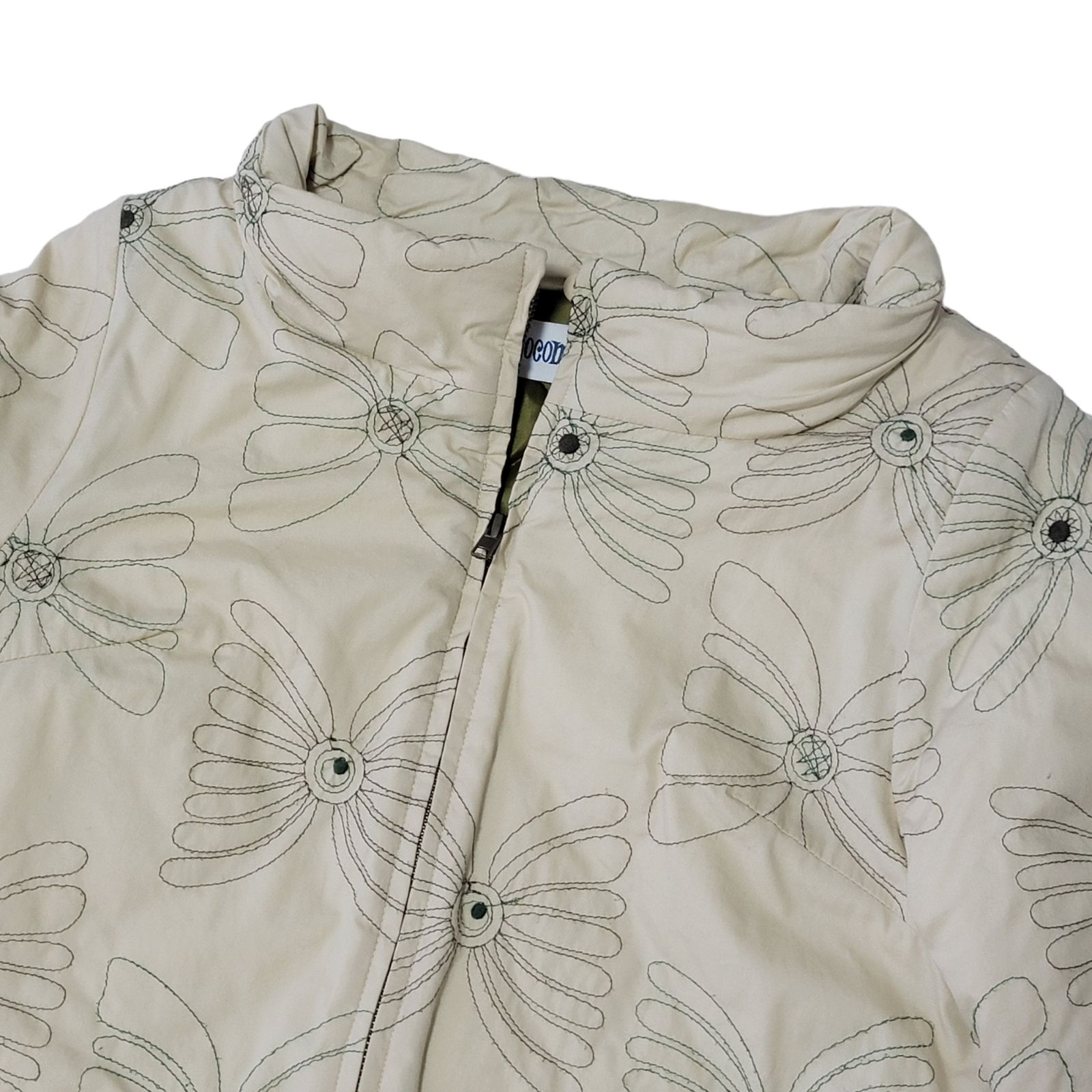 未使用】ホコモモラ Jocomomola 40 花柄刺繍 キルティングコート 中綿