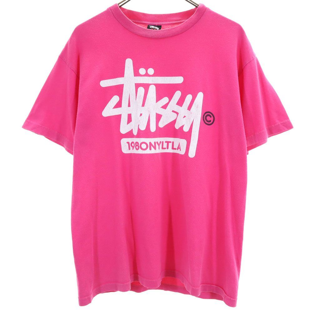 ステューシー プリント 半袖 Tシャツ M ピンク STUSSY メンズ 古着 【240430】 メール便可