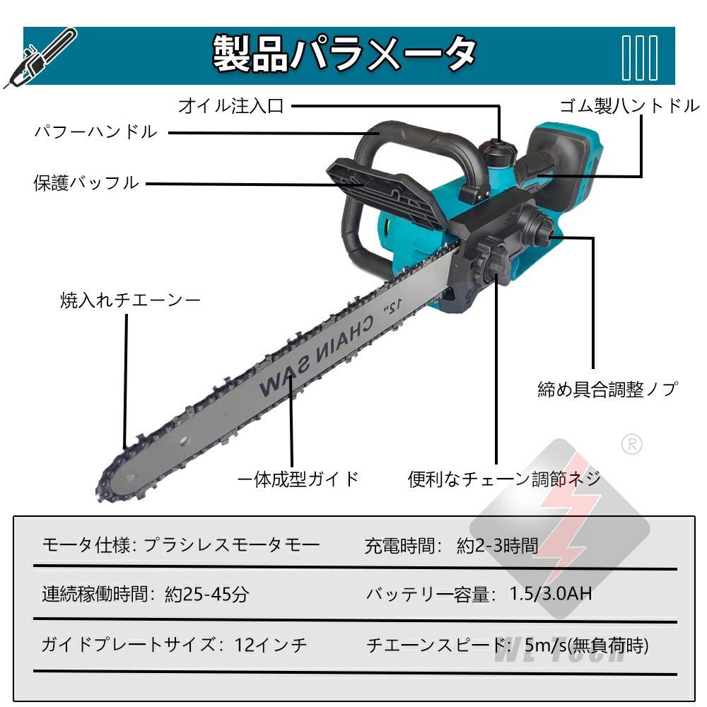 電動チェンソー 屋外のこぎり