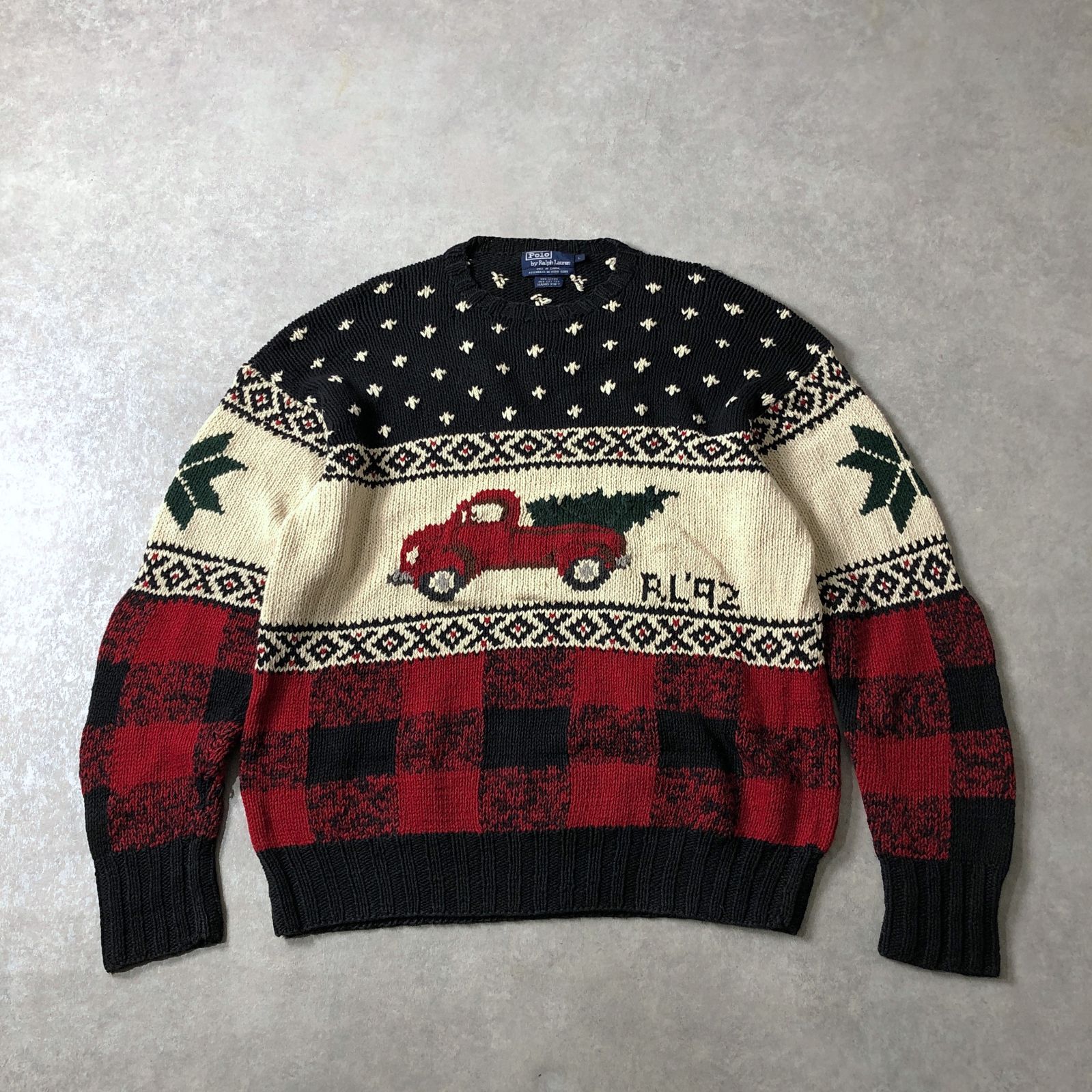 90年代 RALPH LAUREN RL'92 ヴィンテージ クリスマスセーター ニット