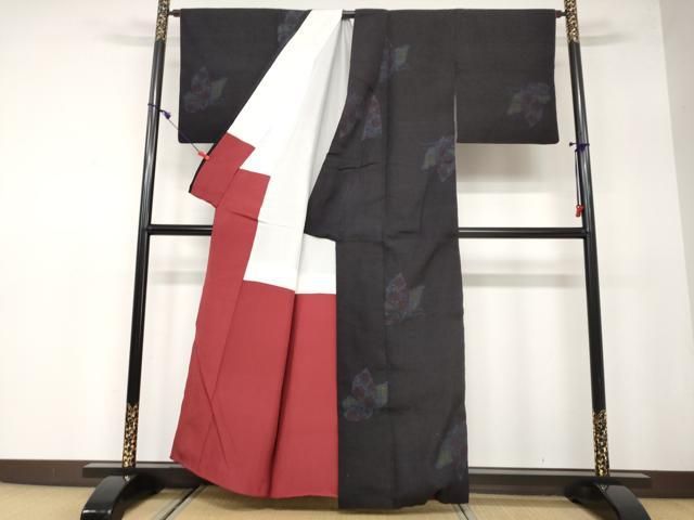 平和屋着物●結城紬　100亀甲　飛び亀甲柄　間道　正絹　逸品　未使用　AAAV9386ph 平和屋着物○結城紬 100亀甲 飛び亀甲柄 間道 正絹 逸品 未使用