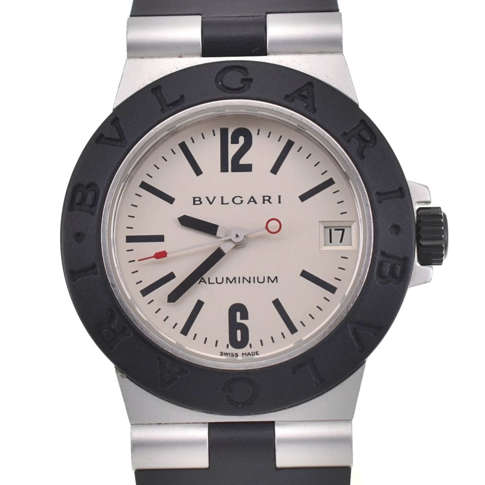 ブルガリ BVLGARI AL32A アルミニウム デイト アルミニウム/ラバー クォーツ ボーイズ美品 M#137618