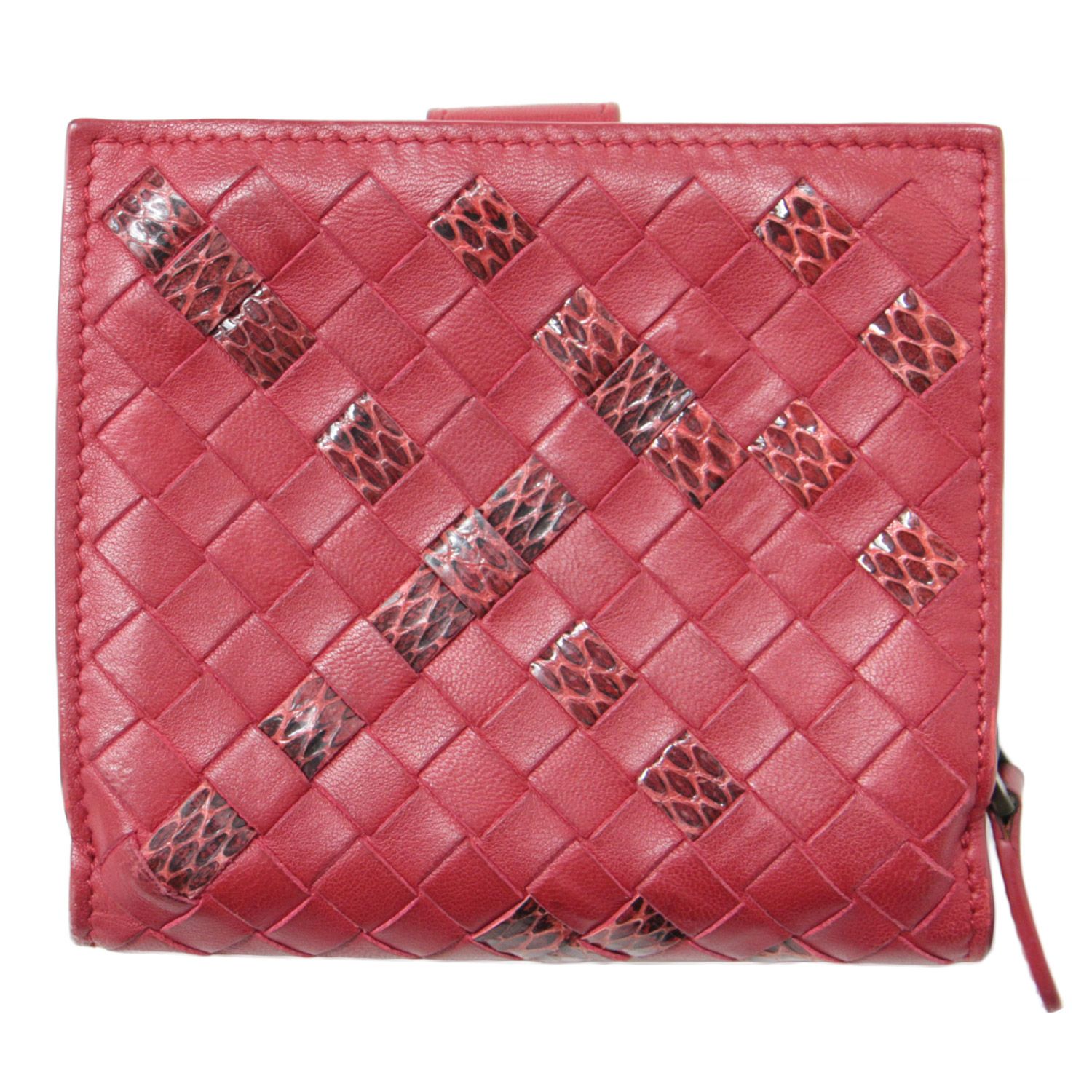 美品✨️BOTTEGA VENETA 赤 イントレチャート　二つ折り財布 BOTTEGA VENETA ボッテガヴェネタ 二つ折り財布 メンズ イントレ
