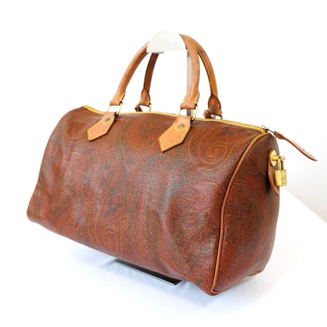 エトロ ETRO ミニ ボストンバッグ ハンドバッグ ペイズリー 南京錠 カデナ 鍵付き PVC レザー