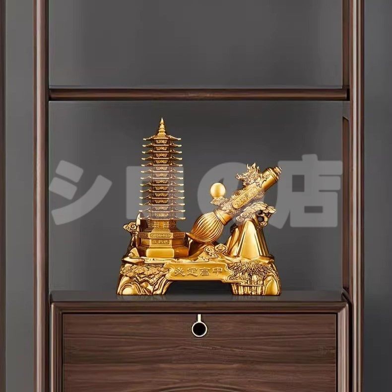 文昌塔 置物 オブジェ 金色 黄金 ゴールド 筆 ふで 風水 厄除け 縁起物 健康運 仕事運 家庭運 インテリア 玄関 リビング 風水 オフィス 感 運 開運 商売繁盛 財運