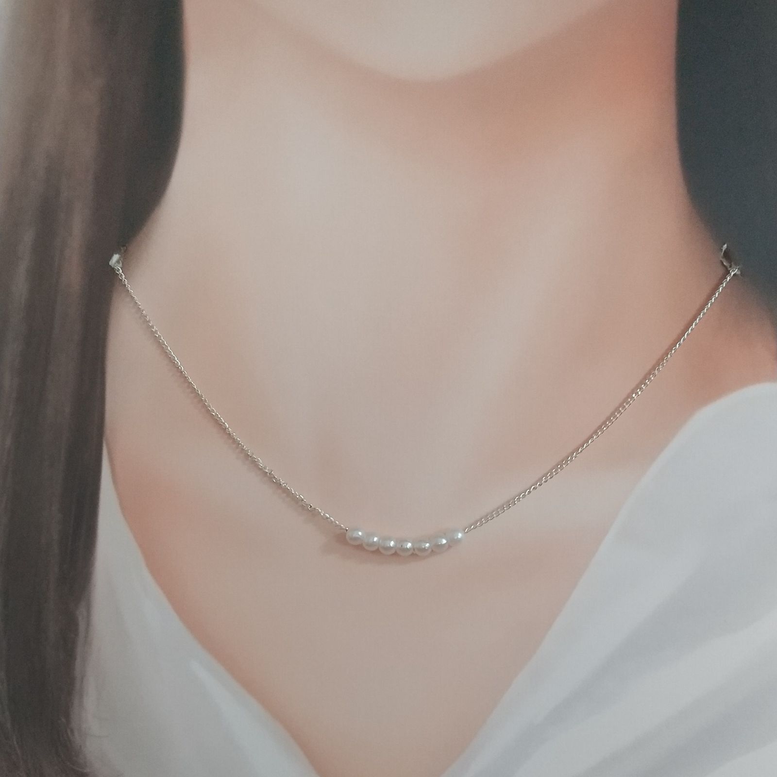 極小ホワイトパールの7粒華奢ネックレス ✤accessary✤eri choco メルカリ