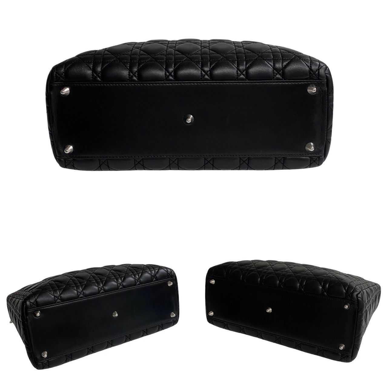 Christian Dior レディディオール カナージュ レザー ブラック 極 美品 袋付 Christian Dior レディディオール カナージュ