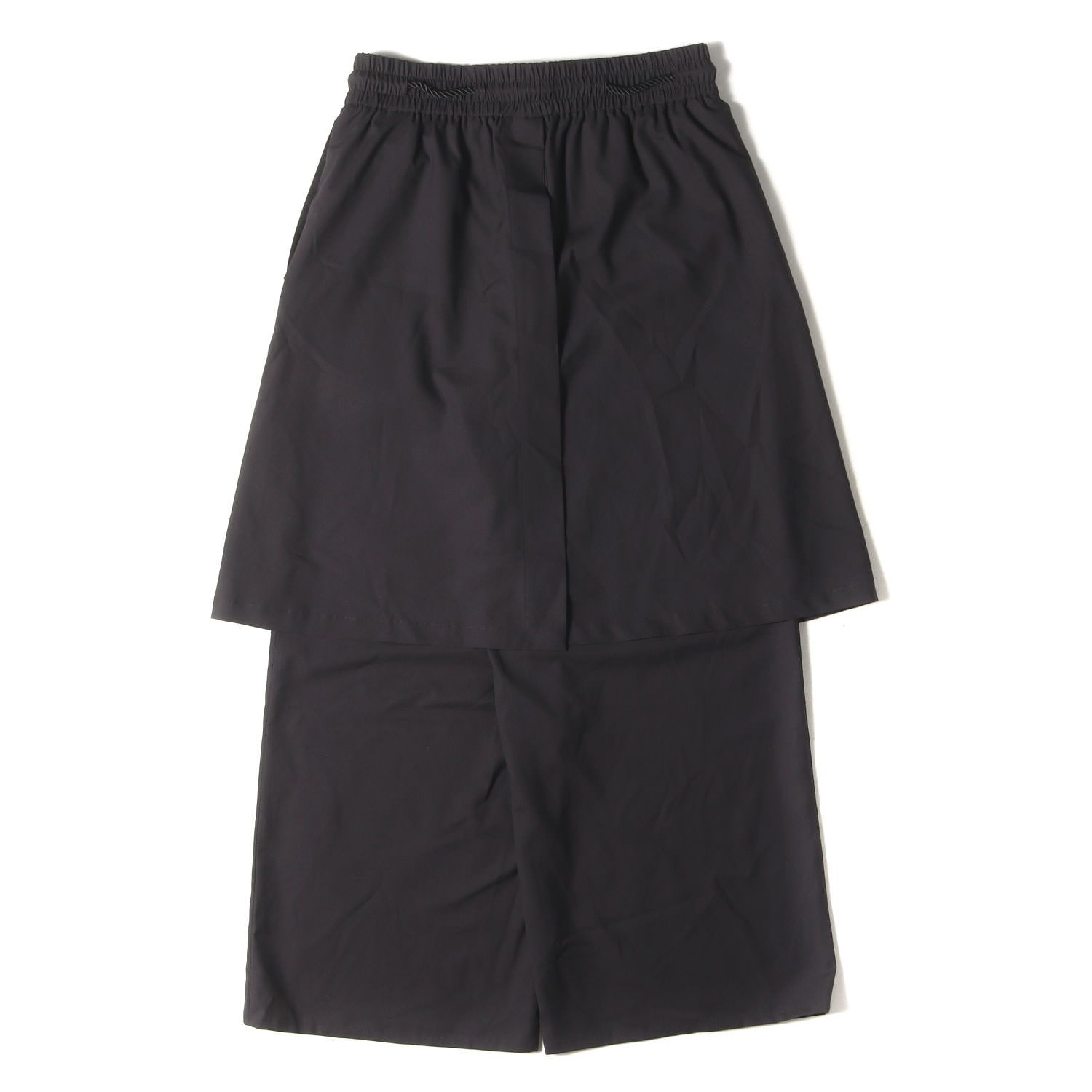 エトセンス パンツ 24 SS スーパー180 Sウール ドローコード レイヤード ワイド Layered pants 1 E 124-71 チャコールグレー ボトムス ズボン メンズ