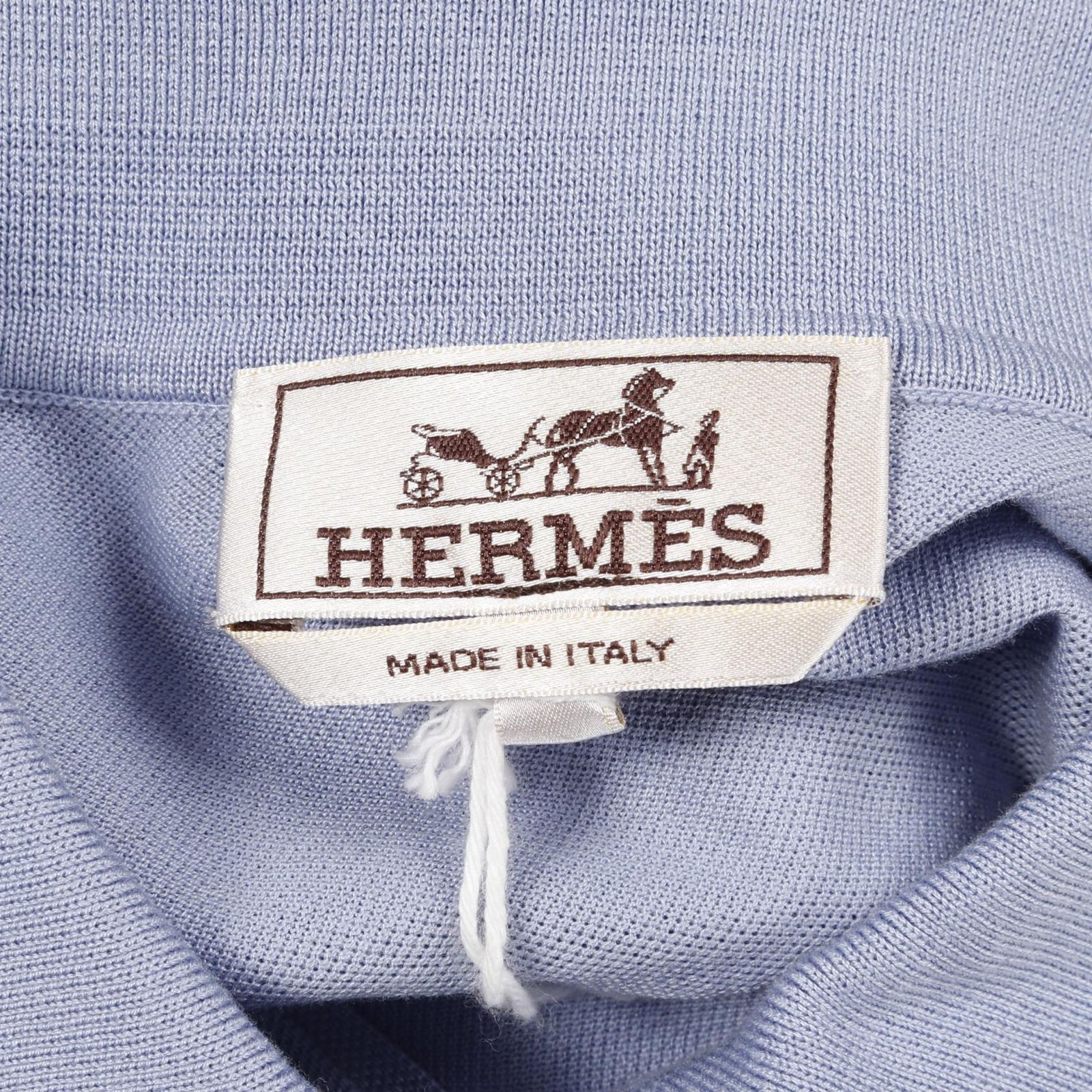 エルメス HERMES ポロシャツ H刺繍ポケット付き 鹿の子 Lブルー