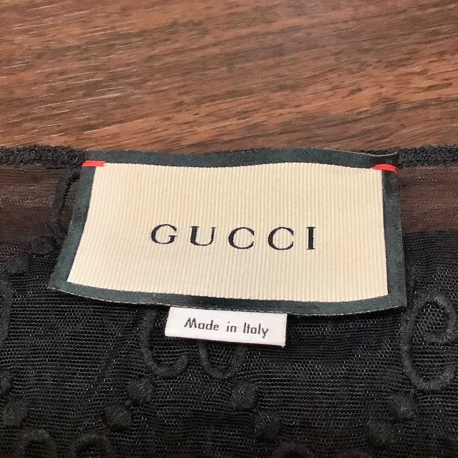 22-23SS グッチ GUCCI GG柄 シースルー トップス ブラック 黒 長袖 M