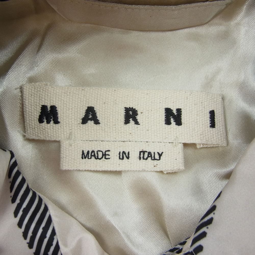 MARNI マルニ TUMU0062U0 チェック ステンカラー ロング コート ブラック系 ホワイト系 46【美品】