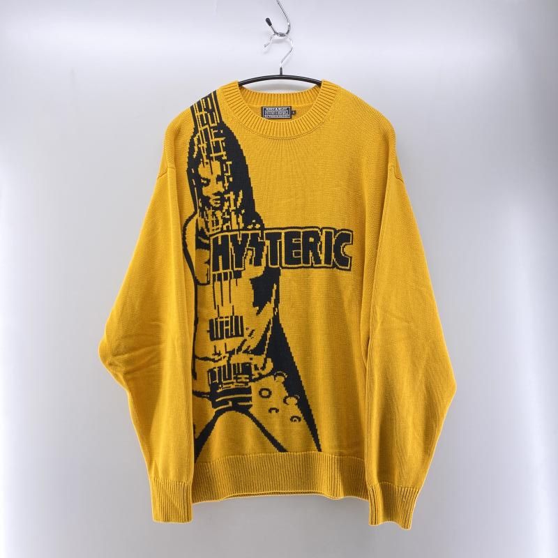 中古】HYSTERIC GLAMOUR 25SS FLYING V編込みセーター イエロー サイズ