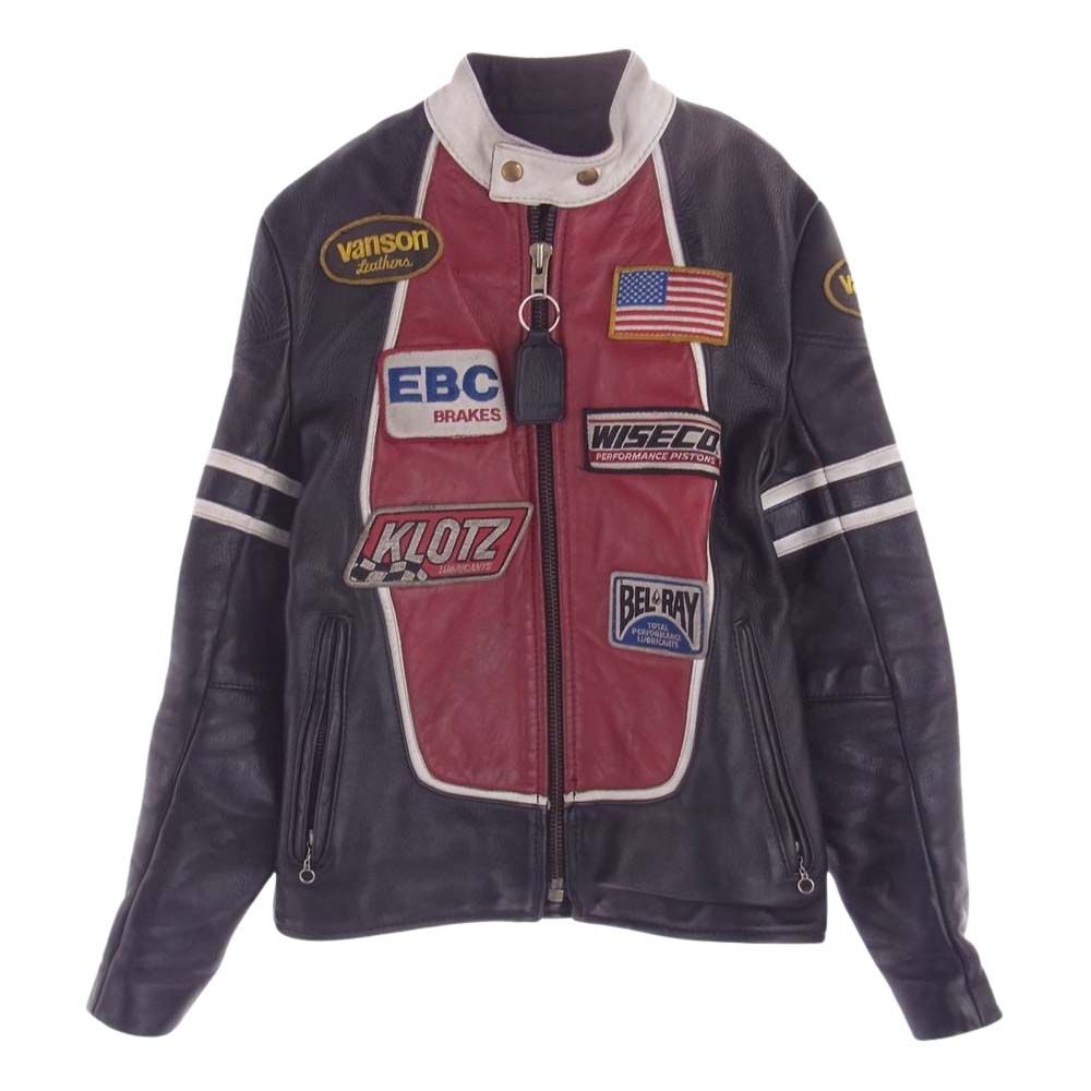 VANSON RJV シングルライダース ブラック×レッド