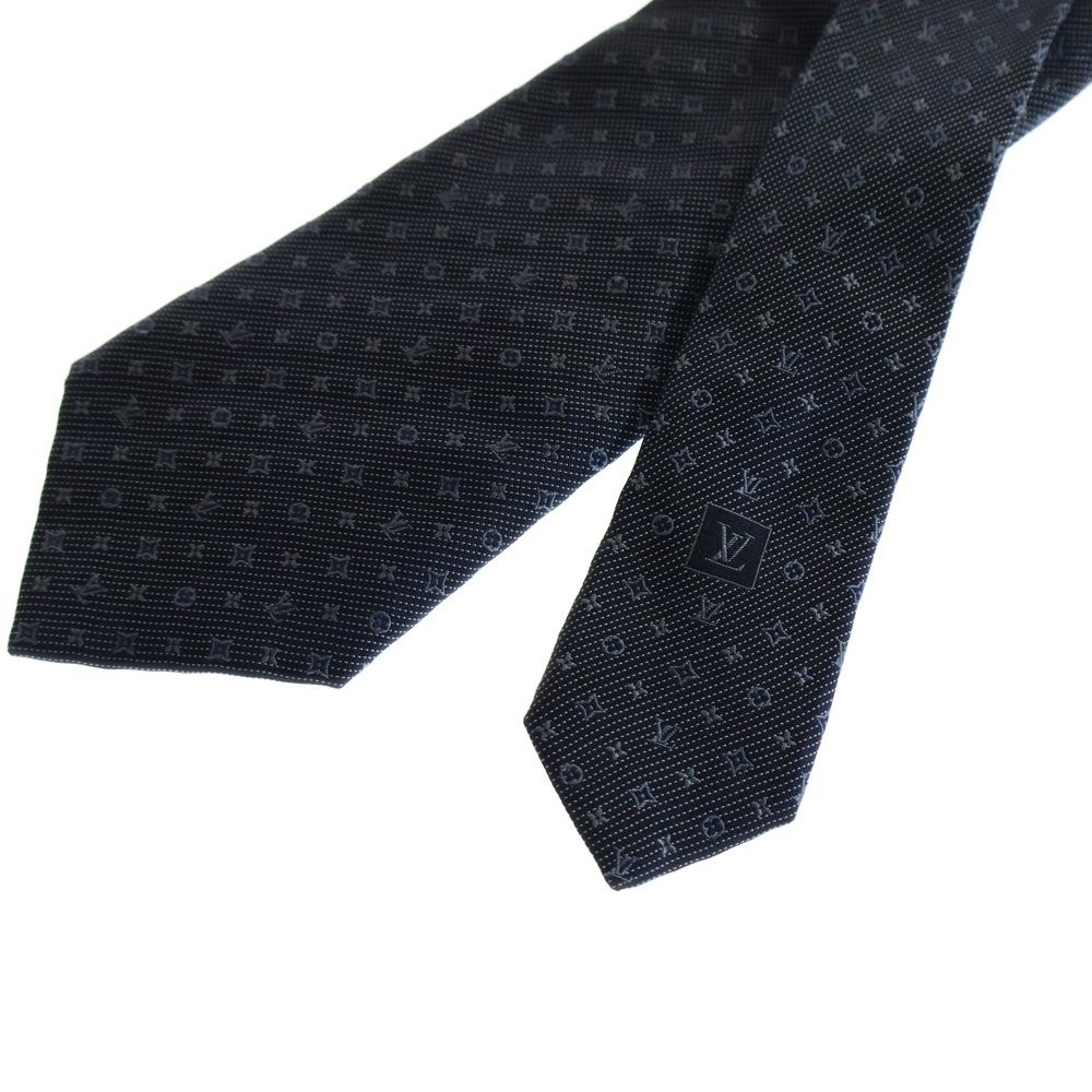 LOUIS VUITTON ルイヴィトン　ネクタイ　黒　LV ロゴ　ソリッド ルイヴィトンネクタイ 黒 メンズ シルク100％ ネクタイ LOUIS