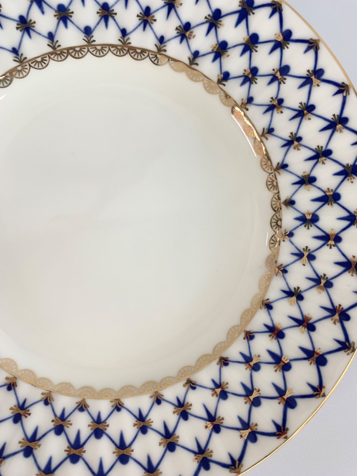 ロシアロモノーソフ　コバルトネット デザートプレート2枚 インペリアルポーセレン ロモノーソフ Imperial Porcelain