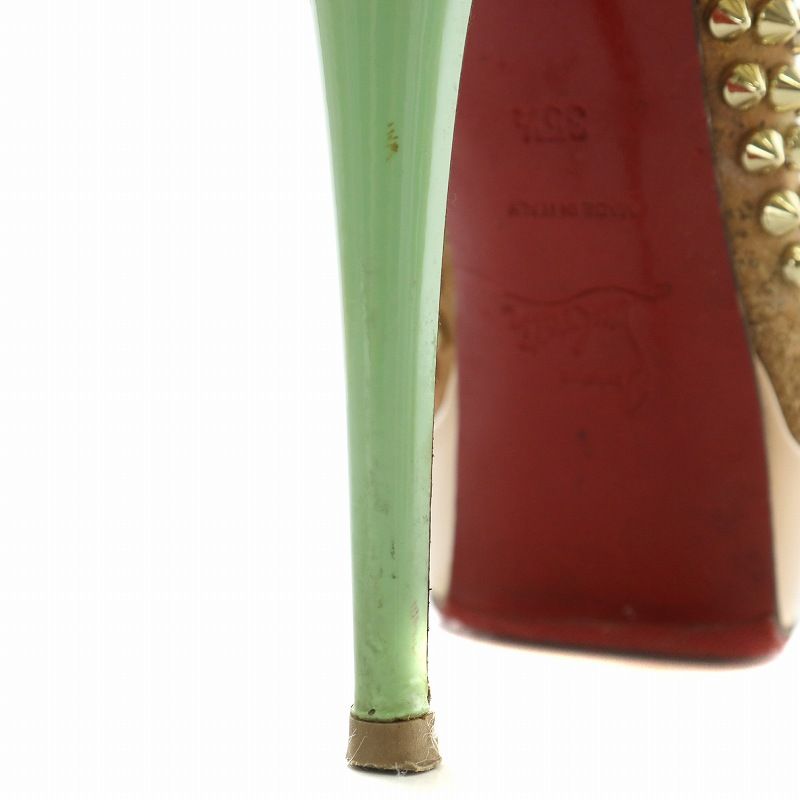 スタッズ ハイヒール オープントゥ ルブタン クリスチャンルブタン Christian louboutin パンプス エナメル