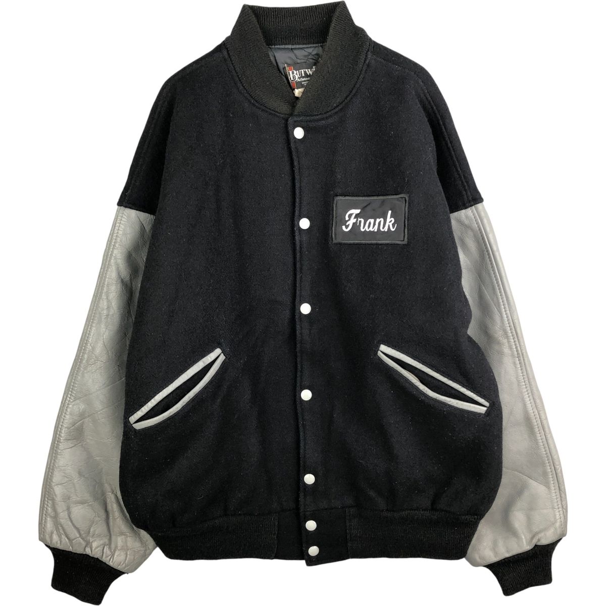 古着 80年代 バトウィン BUTWIN 袖革ウールボタンスタジャン バーシティジャケット メンズL相当 ヴィンテージ|evb032227