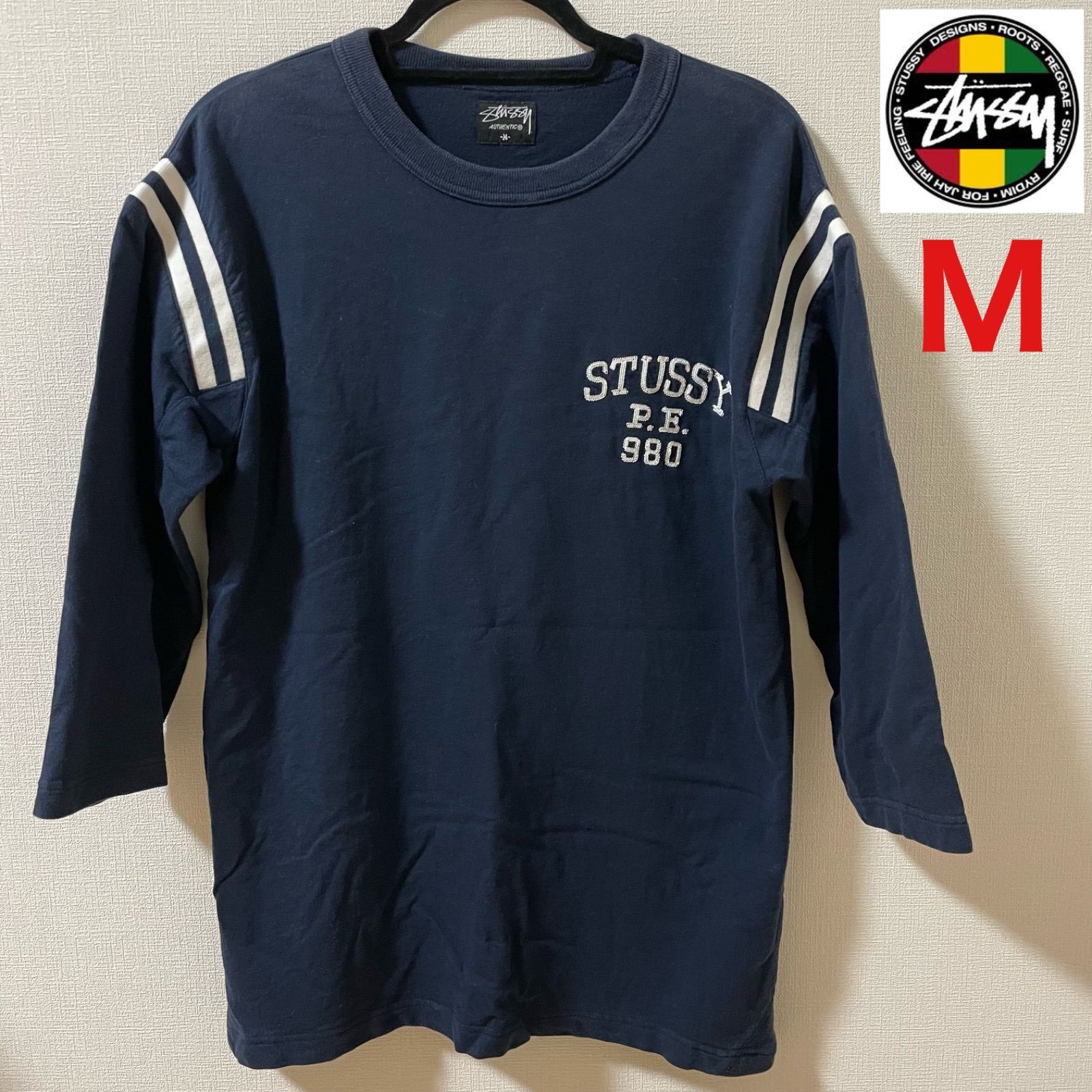 STUSSY P.E.980 Authentic 刺繍ロゴ ロンT 七分丈 - メリカルくんの