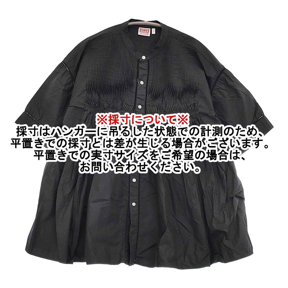 INDIA ピンタックシャツ ン BARAN ND-B 0114 POP サイズ1 ブラウス ブラック レディース インディアインダストリー 5-0902 S 配色デザイン 半袖 