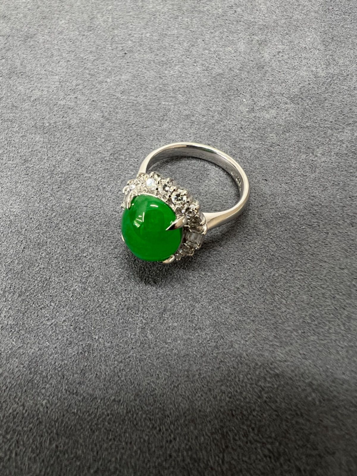 PT900 翡翠/ヒスイ ダイヤモンド リング 翡翠4.56ct D0.62ct