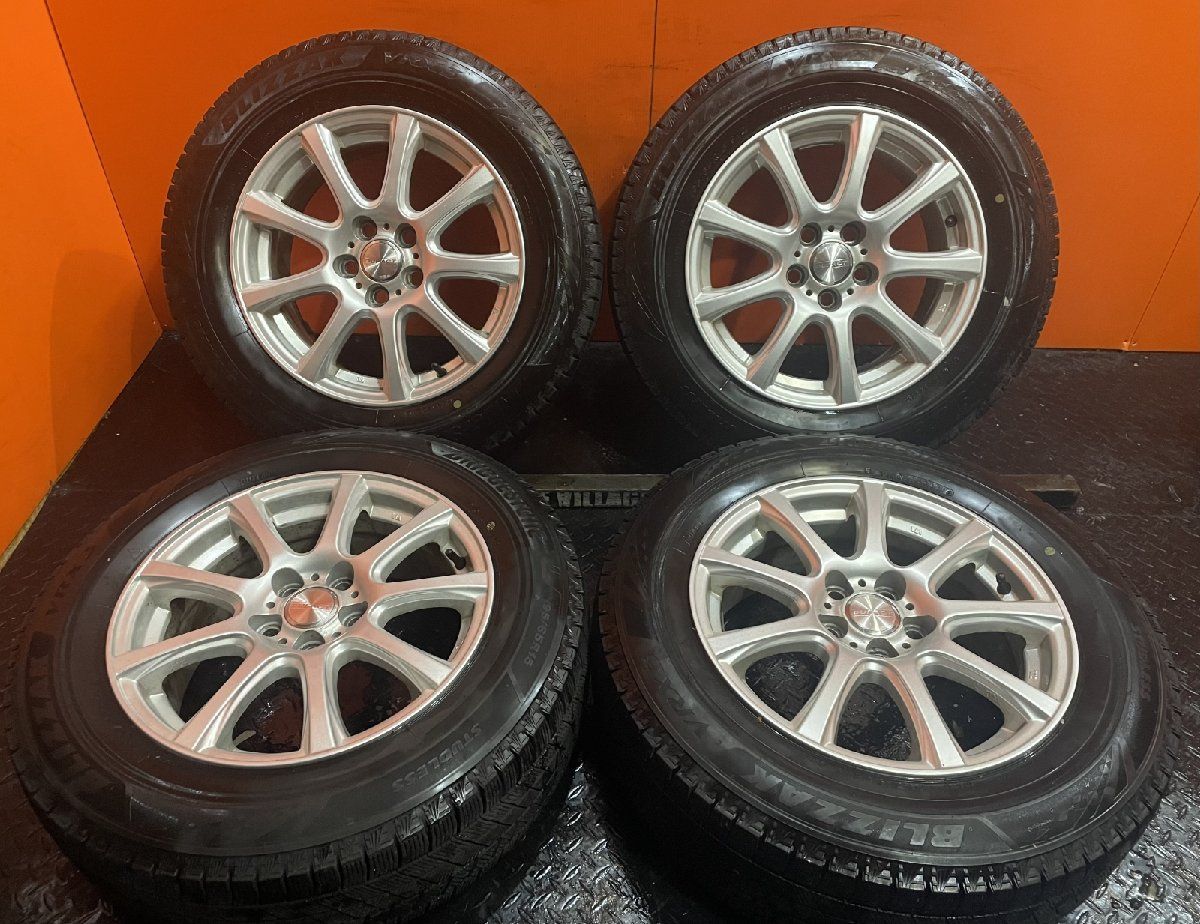 【BS BLIZZAK VRX3 195/65R15】スタッドレス【DUFACT 15インチ 6.5J5HPCD100+40】バリ溝 トヨタ純正ナット必須 50プリウス等　(KTO252)