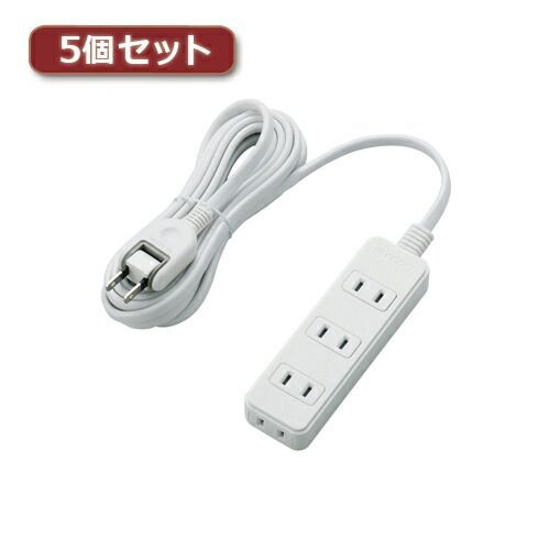 高品質，送料無料 5個セットエレコム 電源タップ(雷ガード付き) T-KS02-2430WH T-KS02-2430WHX5 電源ユニット