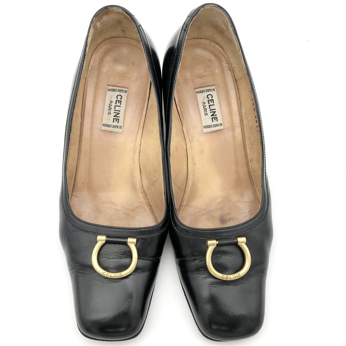 □希少□ CELINE パンプス 本革 ゴールド金具 ブラック 1862A □希少□ CELINE パンプス 本革 ゴールド金具 ブラック 1862A