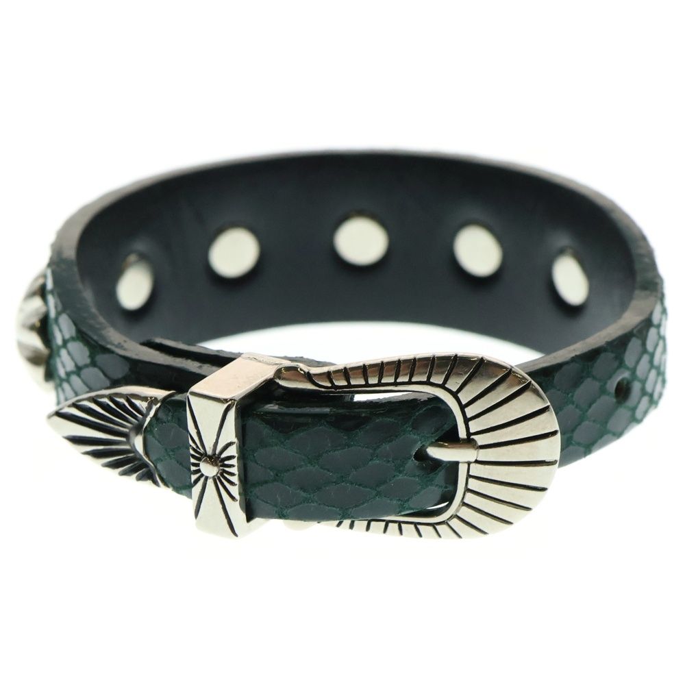 TOGA トーガ CONCHO LEATHER BANGLE コンチョレザーバングル ブレスレット グリーン シルバー TZ241-AK942