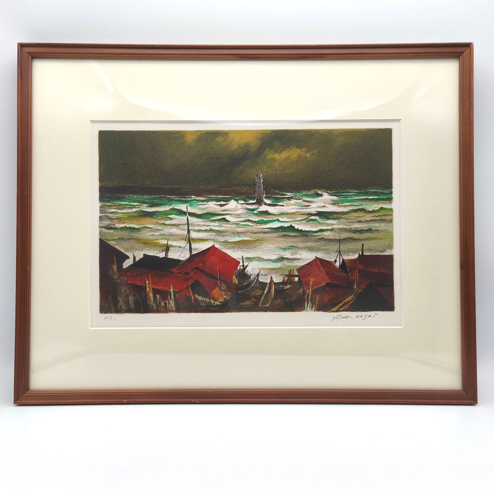 葛西四雄 灯台 リトグラフィ オリジナル 石版画 330部 No.250917-23 梱包サイズ120
