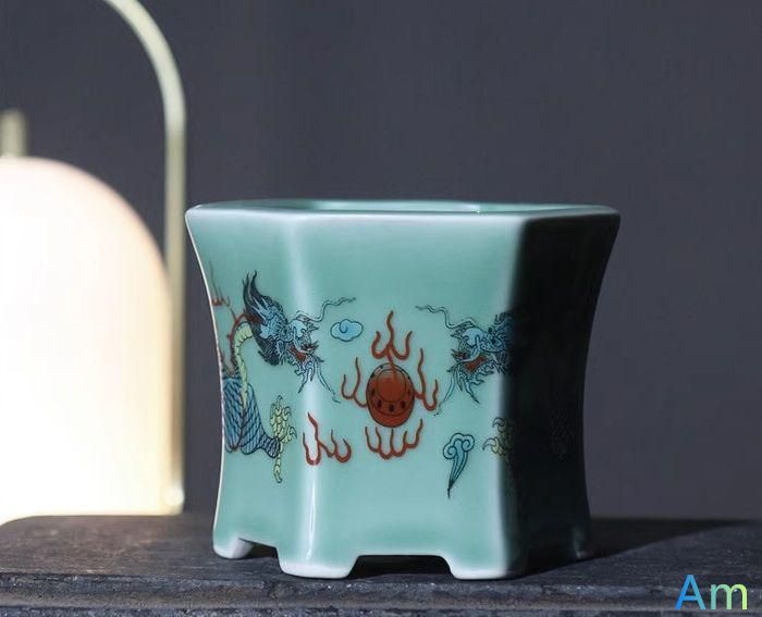 玉青双龍戯珠鉢 盆栽鉢 植木鉢 小品盆栽鉢 大品盆栽鉢 人気・おすすめ｜売れ筋商品・話題商品におすすめ 品質チェック済み 安心配送 今月のおすすめ