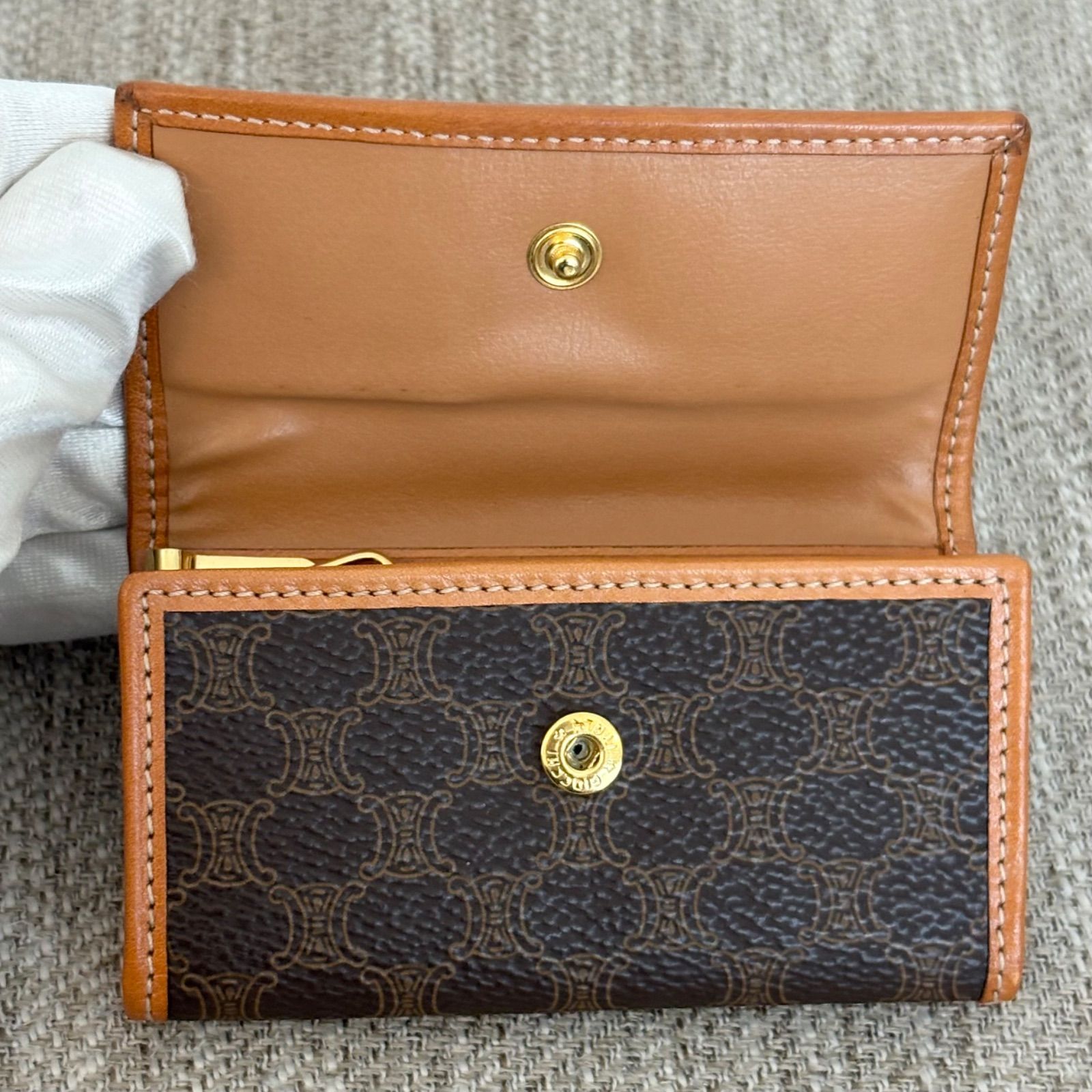 セリーヌ マカダム キーケース 6連 鍵入れ レザー ブラウン 箱付