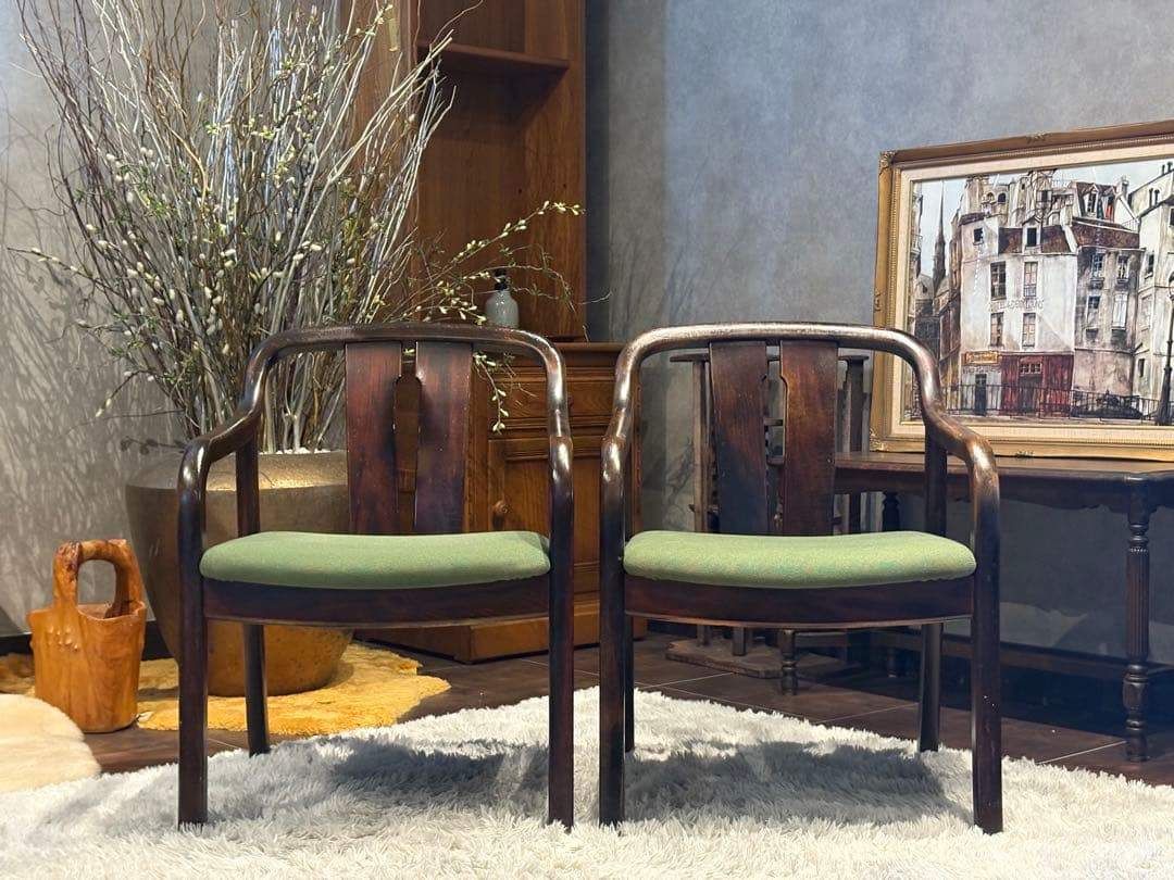 ②karimoku カリモク アームチェア ダイニングチェア ビンテージ IZ