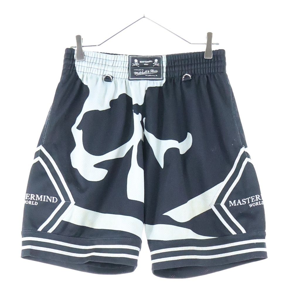 mastermind JAPAN (マスターマインドジャパン) ×Mastermind ミッチェルアンドネス スカルプリント メッシュ ハーフパンツ ブラック/ホワイト SHORMM20097-MNN