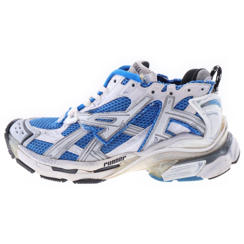BALENCIAGA (バレンシアガ) RUNNER ランナー ユーズド加工ローカットスニーカー シューズ ブルー/グレー 677403