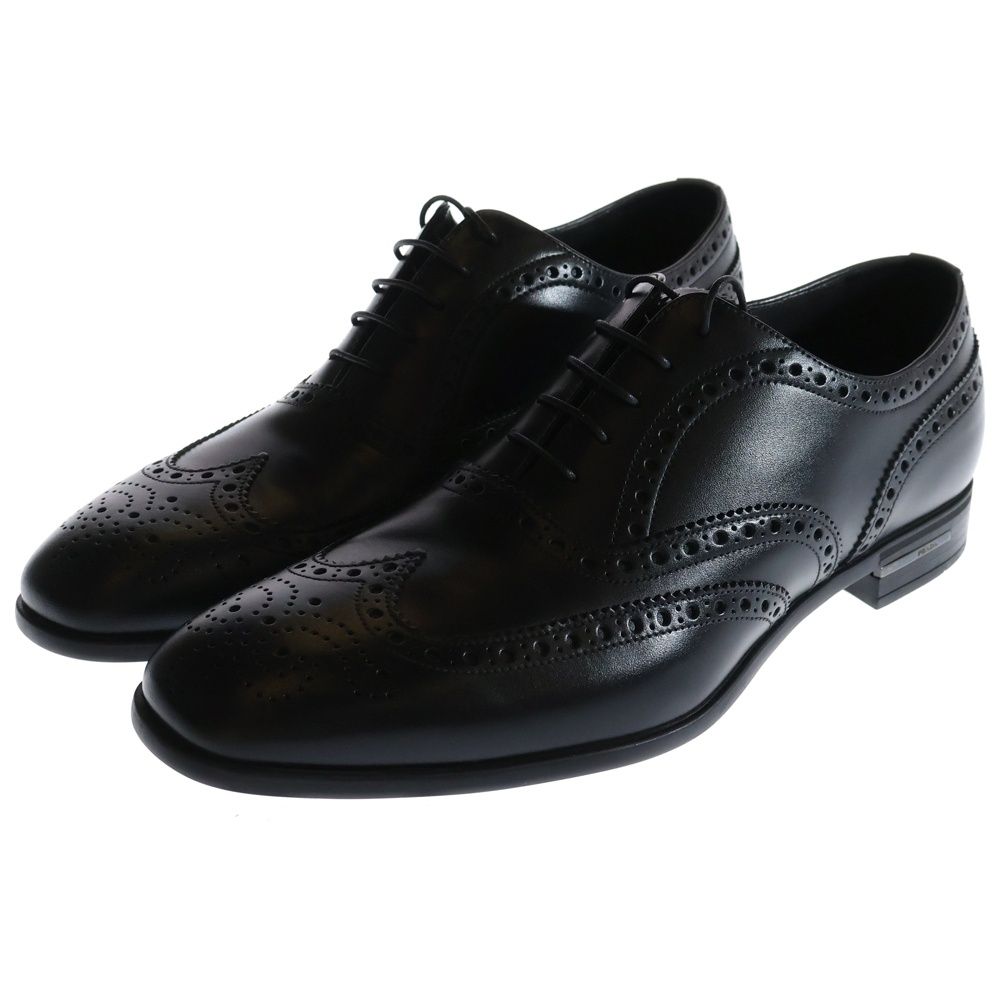 PRADA プラダ ウィングチップ レースアップ レザー ビジネス ドレスシューズ ブラック 2EC121