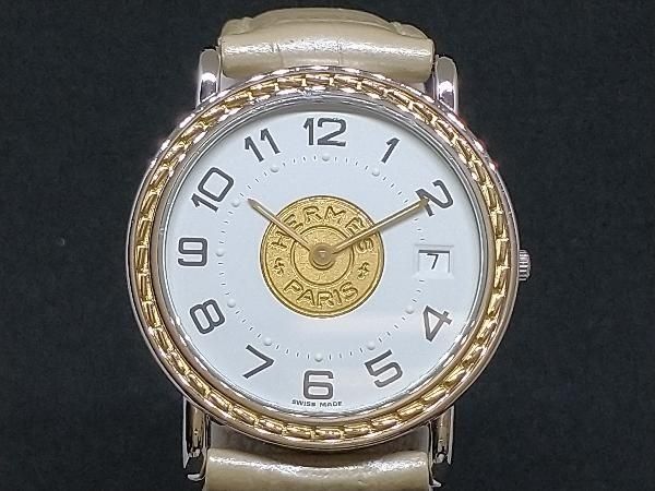 HERMES エルメス セリエ デイト GP SS ホワイト文字盤 社外
