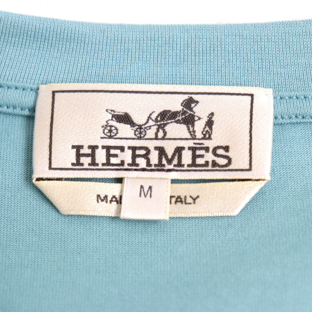 未使用品◆22SS HERMES エルメス コットン100％ 半袖 Tシャツ/カットソー ブルー系 M イタリア製 メンズ 正規品 箱付き r11-st30217-01452