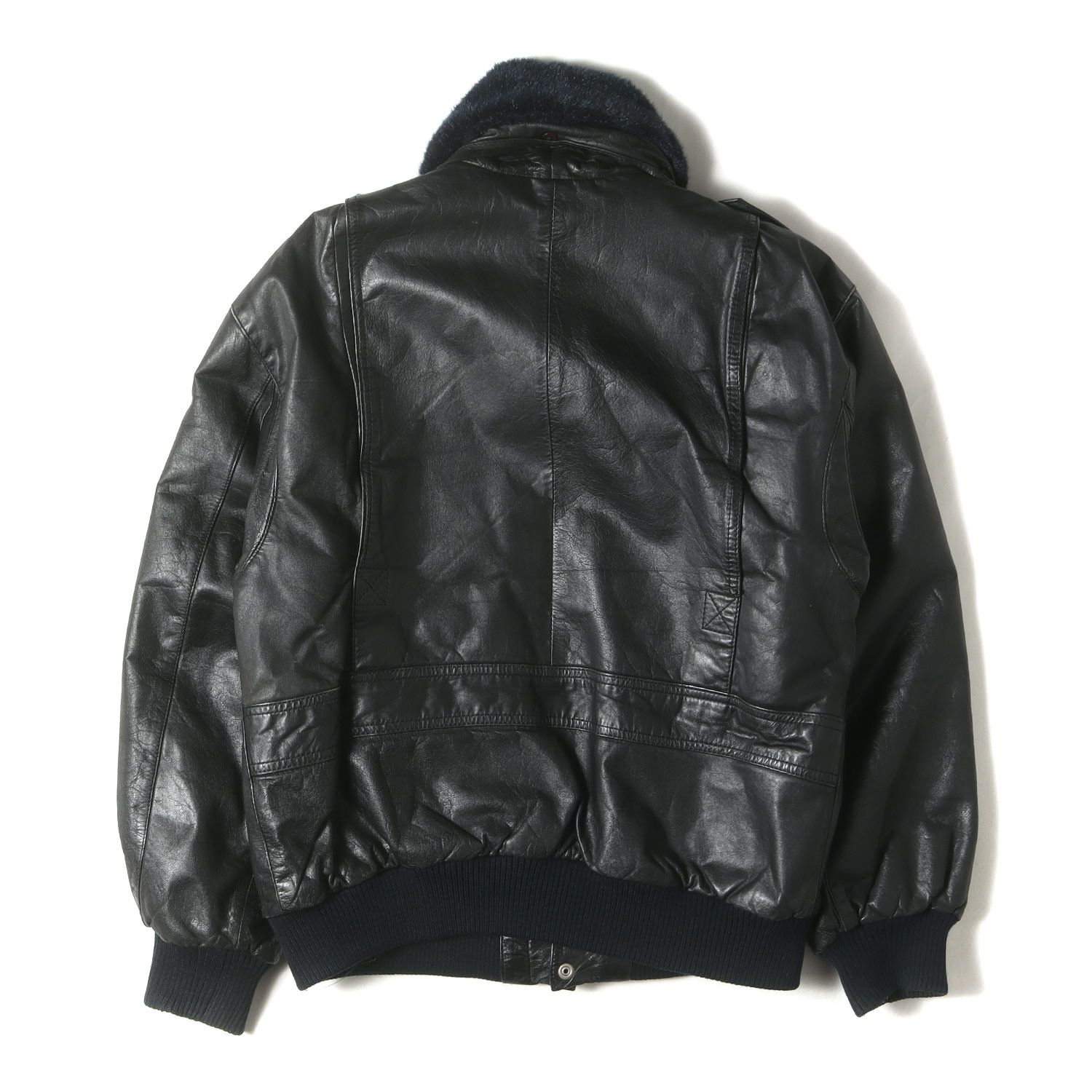 90s - 00s ヴィンテージ古着 雰囲気抜群 90s G-1タイプ 裏地チェック カウレザー ジャケット ブラック 黒 サイズ L程度 90年代 アウター ブルゾン メンズ KANDAIZUMI_COM