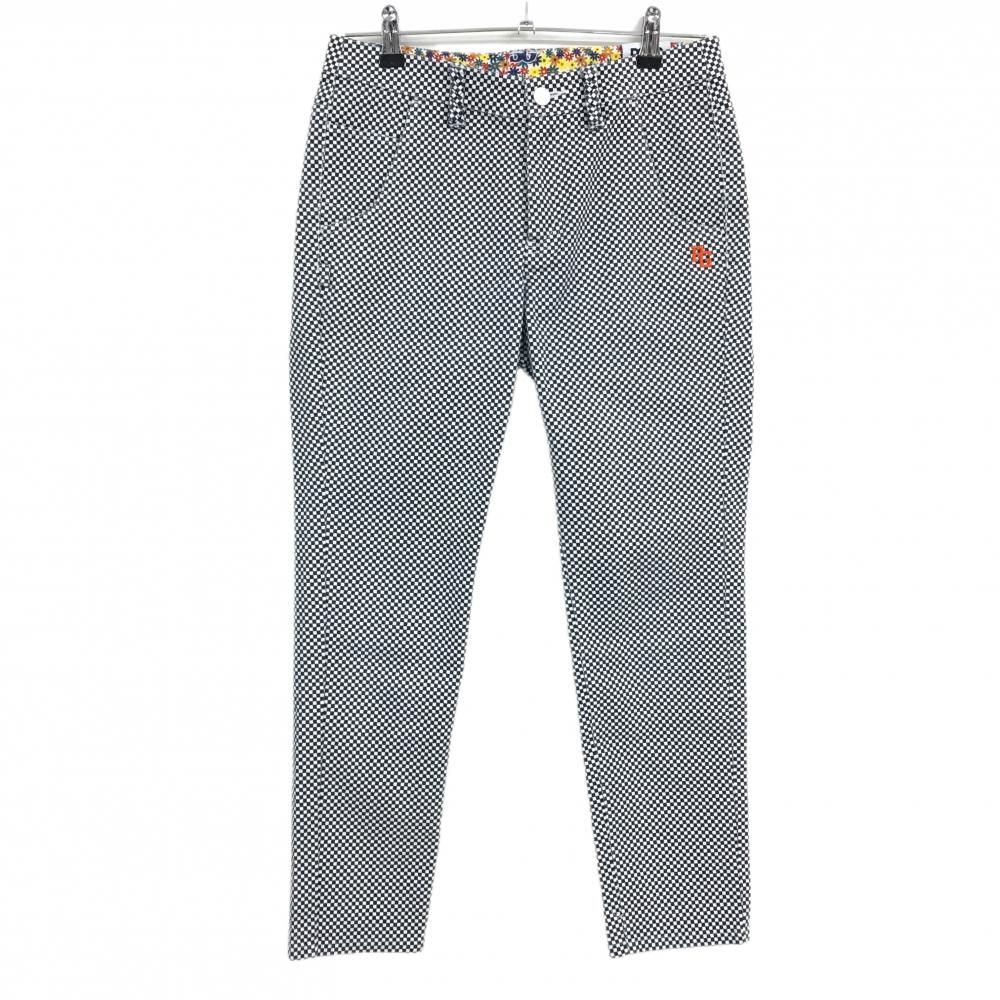 パーリーゲイツ パンツ 白×ネイビー ブロックチェック 30周年  レディース 1(M) ゴルフウェア PEARLY GATES