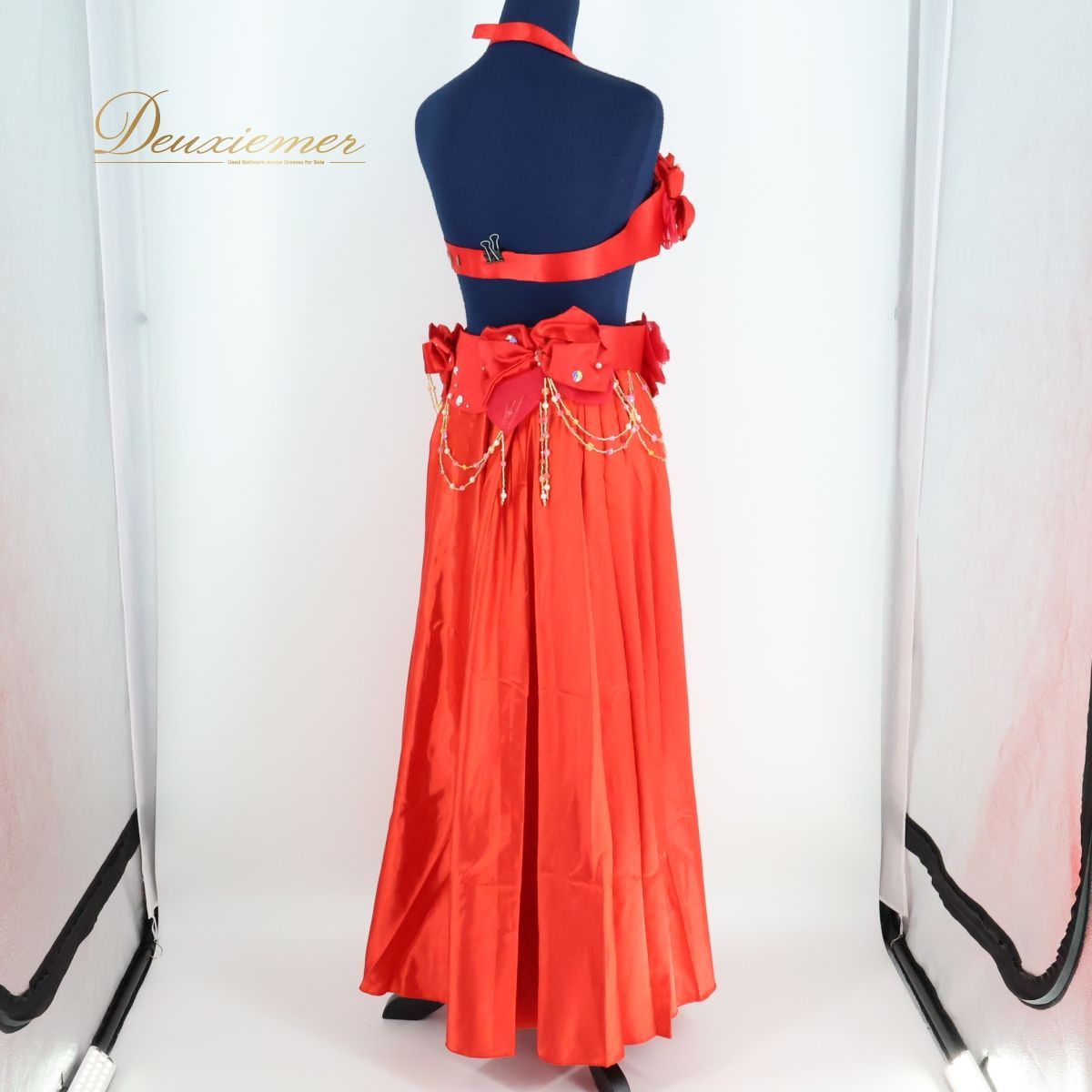 セール 【ベリーダンス用 オリエンタル衣装】レッド系 ラインストーン