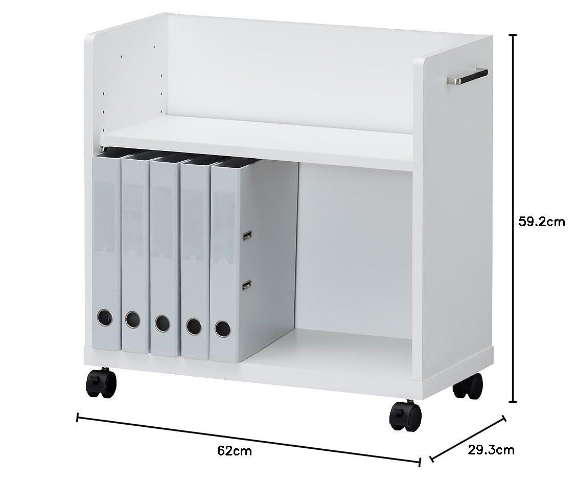 A4ファイルボックス縦置き対応 背面化粧 デスク下収納 木製 キャスター付き 白 幅60 ラック 高さ59.2 サイドワゴン 奥行29.3cm デスクサイドに便利 OF2-6060P 白井産業 オフィスコ2 NEXPOTALLINN_EU