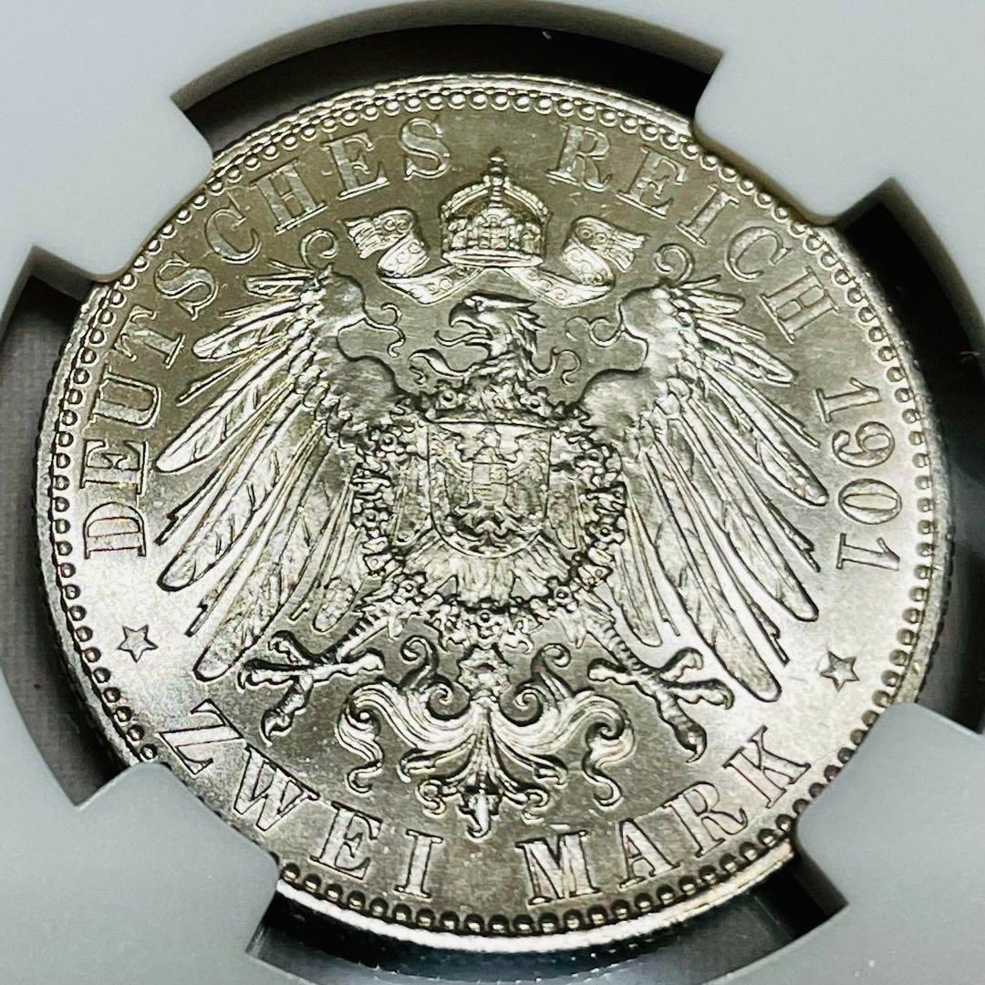 1901 ドイツ プロイセン 2マルク銀貨 NGC MS65 建国200年記念 - サガミ