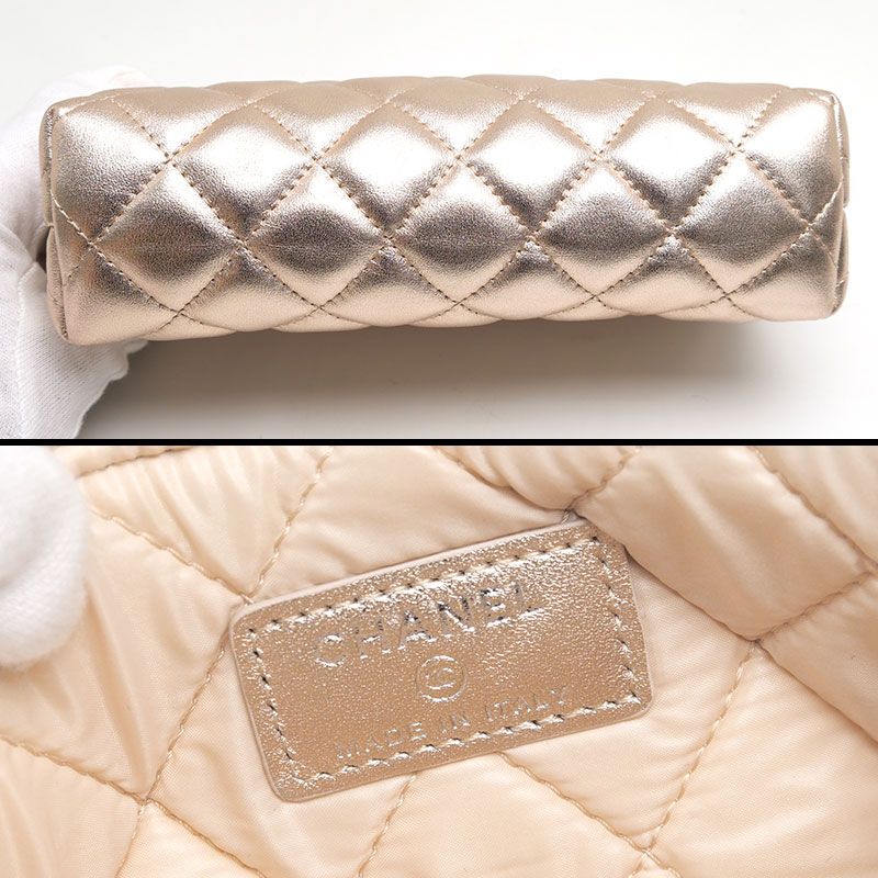 シャネル コスメポーチ A69259 メタリックピンク マトラッセ  