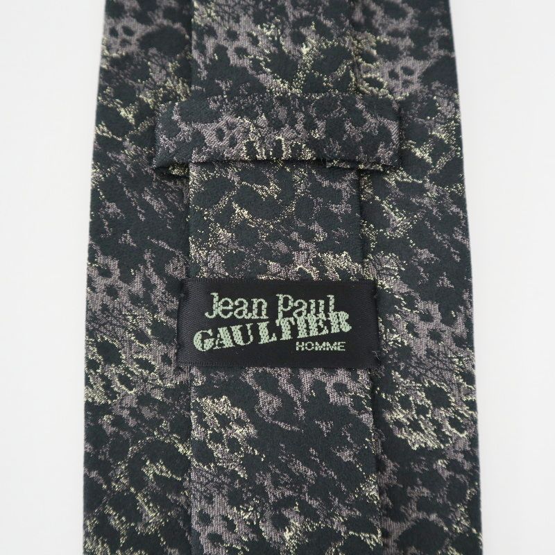 Jean Paul Gaultier シルクネクタイ　グレージュ Jean Paul GAULTIER HOMME ジャンポールゴルチエオム デザイン柄