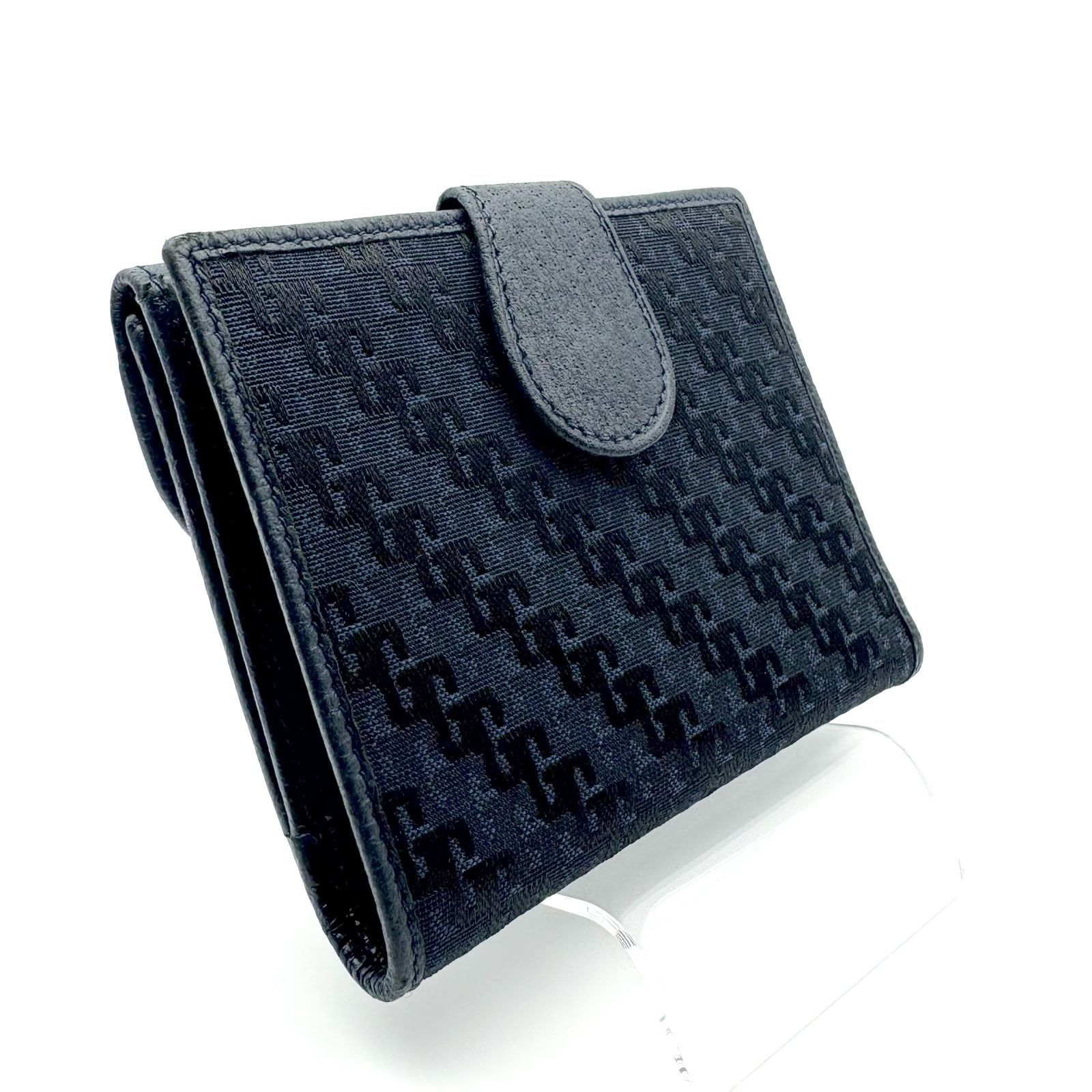 極美品　グッチ財布　グッチ長財布　グッチホースビット　グッチキャンバス　ネイビー グッチ GUCCI ホースビット コンパクト ウォレット 621887