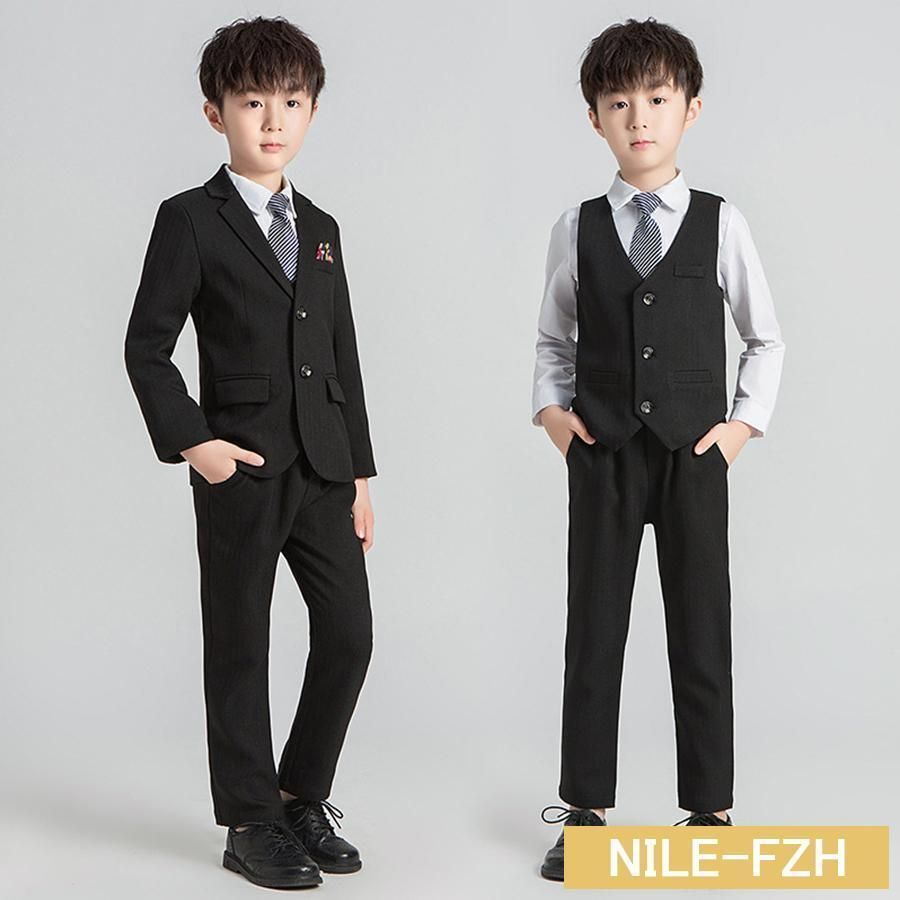 【タグ付き　新品　未使用　６点セット】110 黒　セレモニー　発表会　入学　卒業 スーツ 男の子 フォーマル 入学式 結婚式 おしゃれ キッズ 七五三 結婚